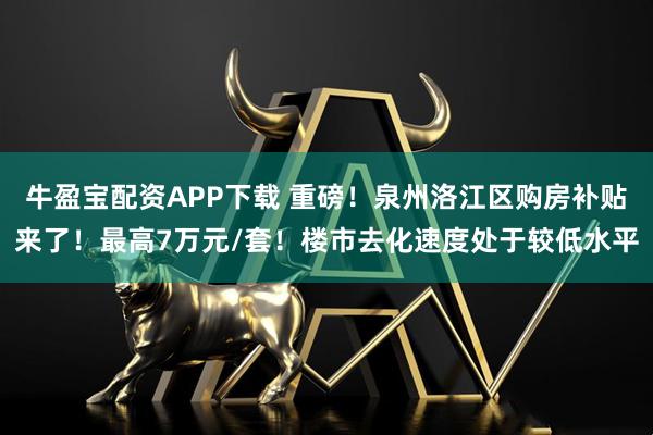 牛盈宝配资APP下载 重磅！泉州洛江区购房补贴来了！最高7万元/套！楼市去化速度处于较低水平