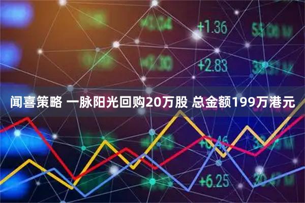 闻喜策略 一脉阳光回购20万股 总金额199万港元